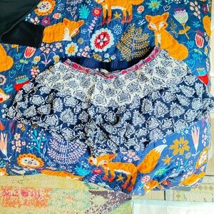 Me to We Blue and White Embroidered Shorts